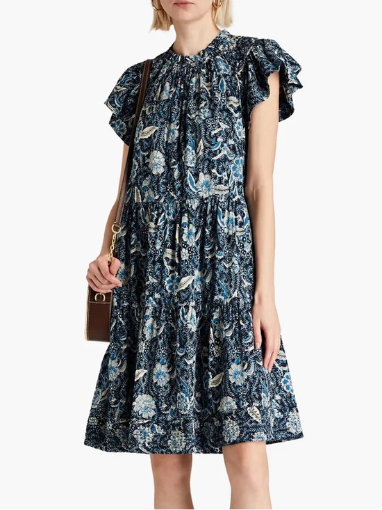 Ulla Johnson Dresses & Skirts - ULLA JOHNSON Kasim Midnight Floral Cotton Ruffle India Dress \\ 0
